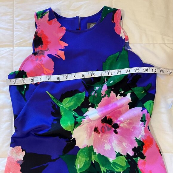 VINCE CAMUTO DRESS WOMENS BLUE FLORAL, SIZE 4 (SALE) - Picture 4 of 13